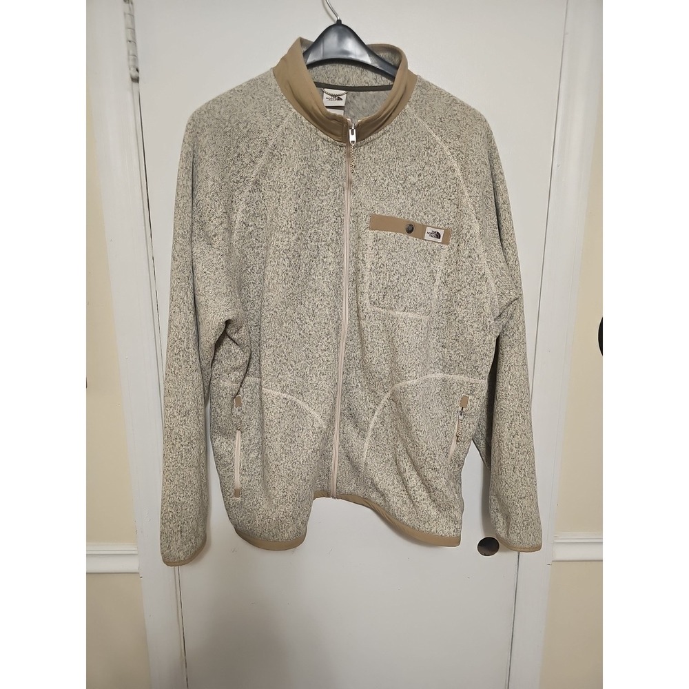 The North Face Men Full Zip 2XL Beige Sand Long Sleeve Fleece Gordon lyons
